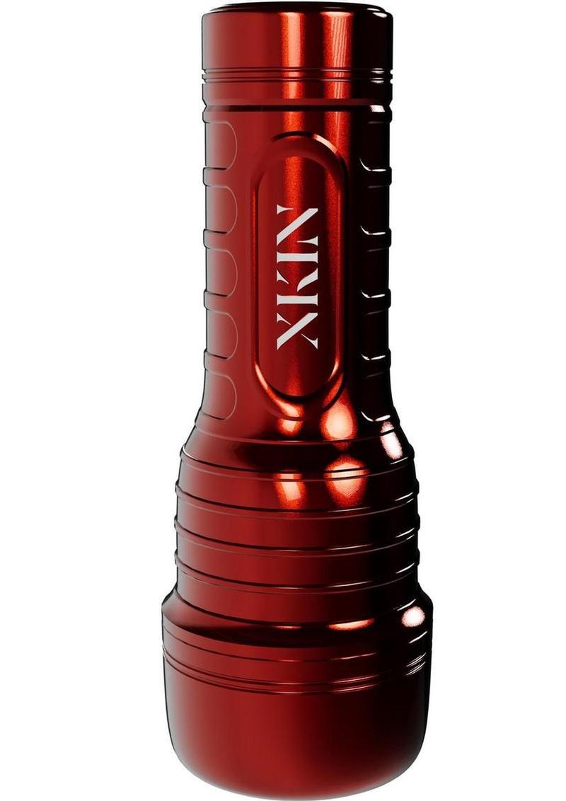 Xkin Roman Blaze Rechargeable Vibrating Torch Masturbator - Male Ass - Metallic - Red/Vanilla