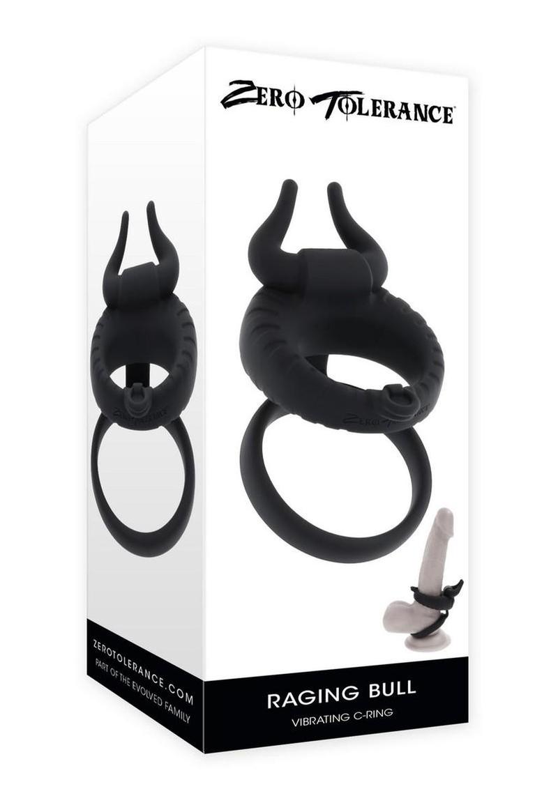 Zero Tolerance Raging Bull Rechargeable Silicone Dual Cock Ring - Black