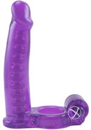 Double Penetrator Vibrating Cock Ring With Bendable Dildo...
